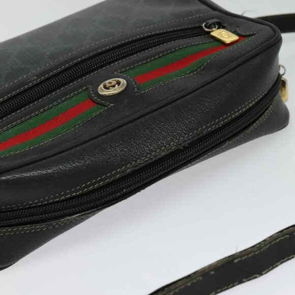 GUCCI GG Supreme Web Sherry Line Bag PVC Black Gold 119 02 087 Auth 120941 - Picture 7 of 16